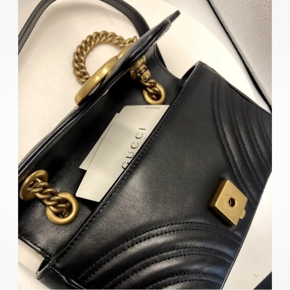 ❤️ GG MARMONT SMALL SHOULDER BAG BLACK/GOLD - Picture 10 of 16